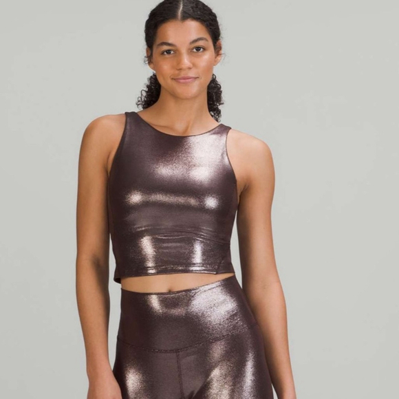 lululemon athletica Tops - Lululemon Align High-Neck Tank Top *Shine Radiate Foil Print French Press Sz 2